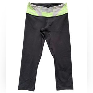 Lululemon Wunder Under Crop Full-On Luon Black/Quilt Spring Reversible 4